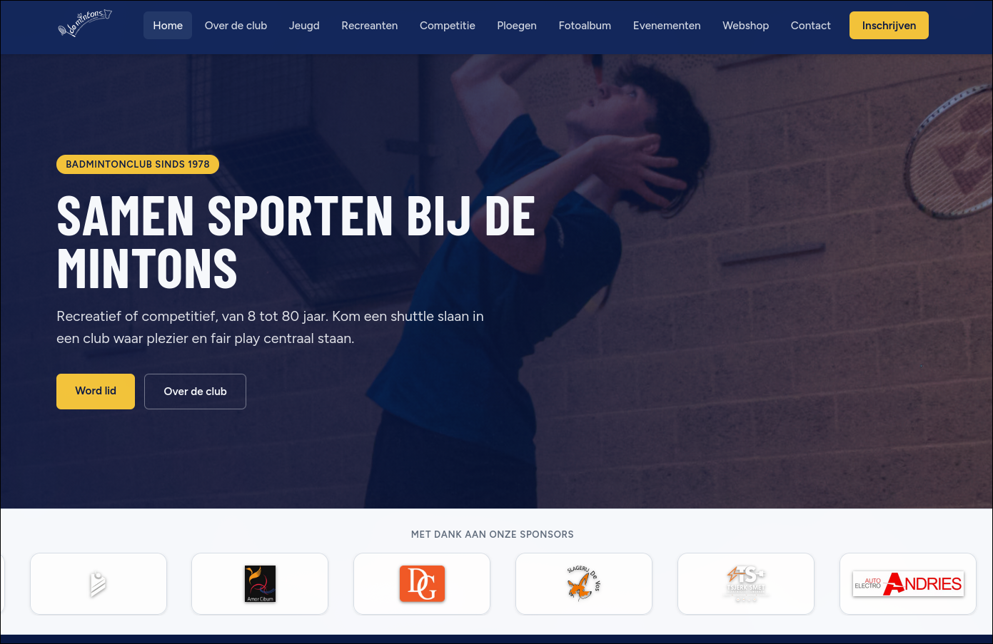 De Mintons — Clubwebsite & inschrijvingen